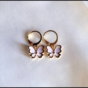 Purple butterfly earrings
